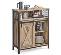 VASAGLE Credenza, Mobile da Cucina, Armadietto Organizzatore, con un'Anta Scorrevole, 30 x 70 x 80 cm, Ripiani Regolabili, Stile Country, per Soggiorno, Marrone Cammello e Nero Inchiostro LSC089B50