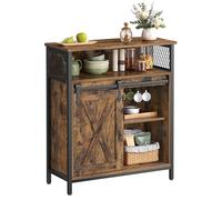 VASAGLE Credenza, Mobile da Cucina, Armadietto Organizzatore, con un'Anta Scorrevole, 30 x 70 x 80 cm, Ripiani Regolabili, Stile Country, per Soggiorno, Marrone Vintage e Nero Inchiostro LSC089B01