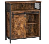 VASAGLE Credenza, Mobile da Cucina, Armadietto Organizzatore, con un'Anta Scorrevole, 30 x 70 x 80 cm, Ripiani Regolabili, Stile Country, per Soggiorno, Marrone Vintage e Nero Inchiostro LSC089B01