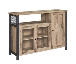 VASAGLE Credenza, Mobile da Cucina con 3 Ante, 110 x 33 x 75 cm | Mobile Contenitore, per Soggiorno, Sala da Pranzo, Stile Industriale, Marrone e Nero, Collezione DAXTON LSC096B50