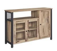 VASAGLE Credenza, Mobile da Cucina, Mobile Contenitore, con 3 Ante, per Soggiorno, Cucina, Sala da Pranzo, 33 x 110 x 75 cm, Stile Country, Marrone Cammello e Nero Inchiostro LSC096B50