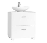 VASAGLE CUSTOS Collection - Mobile Sottolavabo con 2 Ampi Cassetti, Mobile da Bagno con Piedi Alti, Adatto a Diversi Tipi di Lavabi, 30 x 60 x 63,8 cm, Bianco Nuvola BBK521WB01
