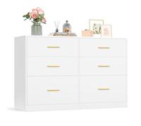 VASAGLE CUSTOS Collezione - Cassettiera Camera da Letto, Mobile con Cassetti, Moderno, Mobile TV per Soggiorno, 6 Cassetti, 40 x 119 x 78 cm, Bianco Nuvola LTS416WB01