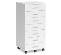VASAGLE CUSTOS Collezione - Cassettiera da Ufficio con 7 Cassetti, Mobile con Ruote per Documenti, Mobiletto Porta Stampante, Guide per Cassetti Senza Viti, per Studio, Bianco Nuvola OFC085WB02
