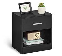 VASAGLE Comodini, Set di 2 Tavolini con Cassetto, Maniglia, Scomparto Aperto, per Camera da Letto, Soggiorno, Nero Classico LET819T56