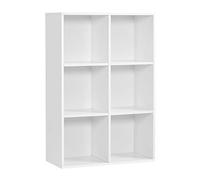 VASAGLE Libreria a 6 Cubi, Scaffale Espositore per Decorazioni, Souvenir, Piante, per Studio, Ufficio, Soggiorno, 30 x 65,5 x 97,5 cm, Bianco LBC203D