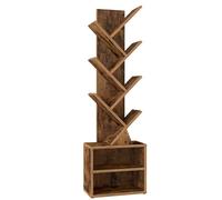 VASAGLE CUSTOS Collezione - Libreria ad Albero, Scaffale da Pavimento Moderno Autoportante, per Camera da Letto, Soggiorno, Studio, 2 Scomparti Aperti, 20,3 x 38 x 123,2 cm, Marrone Vintage LBC607KD01