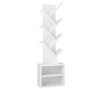 VASAGLE CUSTOS Collezione - Libreria ad Albero, Scaffale da Pavimento Moderno Autoportante, per Camera da Letto, Soggiorno, Studio, 2 Scomparti Aperti, 20,3 x 38 x 123,2 cm, Bianco Nuvola LBC607WB01