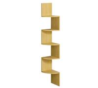 VASAGLE CUSTOS Collezione - Libreria Angolare, Mensola Angolare da Muro, Scaffale da Parete a 5 Ripiani, in Camera da Letto Soggiorno Bagno Studio, Porta Piante, Rovere Naturale LBC072Y70