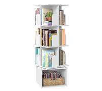 VASAGLE CUSTOS Collezione - Libreria Scaffale Girevole a 360°a 4 Ripiani, Scaffale Portaoggetti, Scomparti Aperti, 40 x 40 x 124,6 cm, per Camera da Letto Soggiorno Studio, Bianco Nuvola LBC471WB01