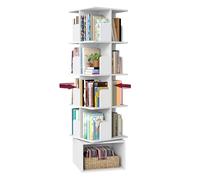 VASAGLE CUSTOS Collezione - Libreria Scaffale Girevole a 360° a 5 Ripiani, Scaffale Portaoggetti, Scomparti Aperti, 40 x 40 x 155,8 cm, per Camera da Letto Soggiorno Studio, Bianco Nuvola LBC472WB01