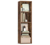 VASAGLE CUSTOS Collezione - Libreria, Scaffale Libreria a 4 Ripiani, Scaffale Portaoggetti con Ripiani Regolabili, Scomparti Aperti, 24 x 30 x 106 cm, per Soggiorno Studio, Marrone Vintage LBC434K01