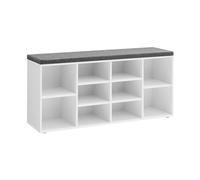 VASAGLE CUSTOS Collezione - Panca Scarpiera, Scarpiera con Seduta, Scarpiera Ingresso con Cuscino e 10 Scomparti, Ripiani Regolabili, Corridoio Soggiorno, 30 x 104 x 48 cm, Bianco e Grigio LHS010W01