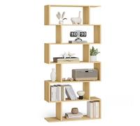 VASAGLE Scaffale a 6 Ripiani, Libreria, 24 x 70 x 191,6 cm, Divisorio per Stanza, Organizzatore a Cubi, Stile Moderno, per Soggiorno, Camera da Letto, Ufficio, Rovere Naturale LBC061T70