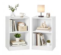 VASAGLE CUSTOS Collezione - Set di 2, Comodini con Scomparti Aperti, Tavolini con Ripiano Regolabile, Doppio Uso, Facile da Montare, per Camera da Letto Soggiorno, Bianco Nuvola LET866WB01