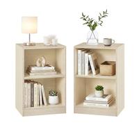 VASAGLE CUSTOS Collezione - Set di 2, Comodini con Scomparti Aperti, Tavolini con Ripiano Regolabile, Doppio Uso, Facile da Montare, per Camera da Letto Soggiorno, Beige Travertino LET866LA01