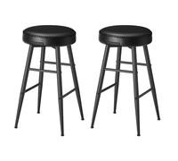 VASAGLE EKHO Collezione - Sgabelli Cucina, Set da 2 Sgabelli Alti da Bar, Sedie Cucina, PU con Cucitura, Moderno di metà Secolo, Altezza 63 cm, Facile da Montare, Nero Inchiostro LBC080B01