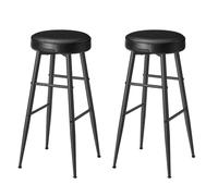 VASAGLE EKHO Collezione - Sgabelli Cucina, Set da 2 Sgabelli Alti da Bar, Sedie Cucina, Rivestimento con Cucitura, Altezza 76,2 cm, Sala da Pranzo, Facile da Montare, Nero Inchiostro LBC090B01