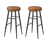 VASAGLE EKHO Collezione - Sgabelli Cucina, Set da 2 Sgabelli Alti da Bar, Sedie Cucina, Rivestimento con Cucitura, Altezza 76,2 cm, Sala da Pranzo, Facile da Montare, Marrone Caramello LBC090K01