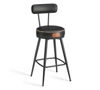 VASAGLE EKHO Collezione - Sgabelli Cucina Set da 2, Sgabelli da Bar Girevoli con Schienali, Sedie Cucina, Rivestimento con Cucitura, Moderno di Metà Secolo, Altezza 65 cm, Nero Inchiostro LBC089B01