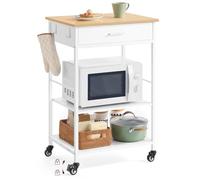 VASAGLE Isola da Cucina Mobile con Ruote, 1 Cassetto, 60 x 45 x 90 cm | Carrello da Cucina, 2 Ganci, per Sala da Pranzo, Bianco Opaco e Giallo Mandorla, Collezione BARNET KKI007Y01