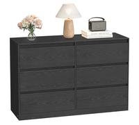 VASAGLE KAILYN Collezione - Cassettiera con 6 Cassetti, Comò, Mobile con Cassetti, Porta Abiti, 40 x 119,4 x 75 cm, Stile Moderno, Nero Ebano LTS616B01