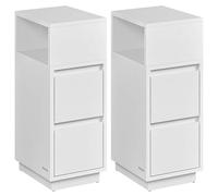 VASAGLE Comodino Stretto, Tavolino con 2 Cassetti e Scomparto Aperto Montato verso Sinistra o Destra, per Camera da Letto, Soggiorno, Bianco Nuvola LET656W01