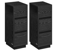 VASAGLE KAILYN Collezione - Comodini Stretti, Set di 2, Tavolini con 2 Cassetti e Scomparto verso Sinistra o Destra, per Camera da Letto, Soggiorno, Moderno, Nero Inchiostro LET856B56