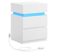 VASAGLE Comodino con Striscia Luminosa di Luci a LED Multicolore Variabile, 3 Cassetti, Tavolino in Stile Moderno, 35 x 40 x 55 cm, Bianco Nuvola LET630T10
