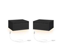 VASAGLE Comodino Pensile, Comodino Sospeso, Luce con 3 Tonalità, Cassetto a Mensola da Parete, 35 x 40 x 18 cm, Stile Moderno, Camera da Letto Soggiorno, Nero Ebano LET654B01