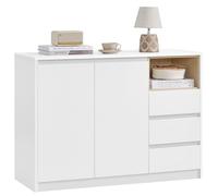 VASAGLE KAILYN Collezione - Credenza, Mobiletto, Armadietto da Cucina, Ripiani Regolabili, 3 Cassetti, 40 x 103,3 x 74,5 cm, per Soggiorno Cucina Studio, Bianco Nuvola BBK273W21V1