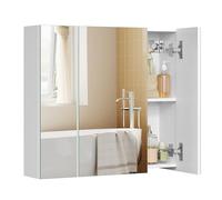 VASAGLE KAILYN Collezione - Mobile Bagno Sospeso, Armadietto con Specchio, Mobiletto da Parete a 3 Ante, 15 x 60 x 55 cm, con Ripiani Regolabili, Moderno, Bianco BBK22WT