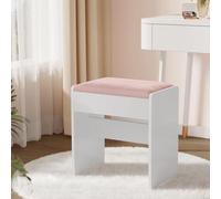 VASAGLE KAILYN Collezione - Sgabello Toeletta Trucco, Sgabello Imbottito Trucco, Velluto, Piedini Antiscivolo, Camera da Letto Armadio Ingresso, Bianco Opaco e Rosa Pastello RDS001W01