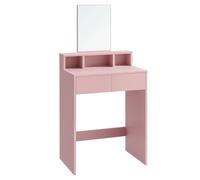 VASAGLE KAILYN Collezione - Toeletta con Specchio Grande, Postazione Trucco con 2 Cassetti e 3 Scomparti, Tavolo da Trucco, Stile Moderno, Rosa Pastello RDT103R01