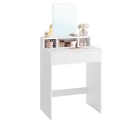 VASAGLE KAILYN Collezione - Toeletta con Specchio Grande, Postazione Trucco con 2 Cassetti e 3 Scomparti, Tavolo da Trucco, Stile Moderno, Bianco RDT103W01