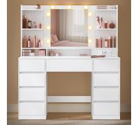 VASAGLE KAILYN Collezione - Toeletta con Specchio LED, Multipresa, 9 Cassetti, 9