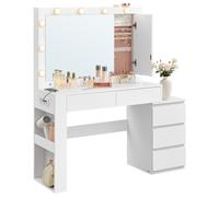 VASAGLE KAILYN Collezione - Toeletta da Trucco con Luce LED e Sgabello, Postazio