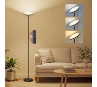 VASAGLE Lampada da Terra a LED, Piantana 30 W, Testa Orientabile, Camera da Letto Ufficio, Timer, Funzione Memoria, Comando Tramite Telecomando, Nero Opaco LFL018BD02
