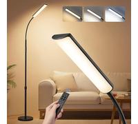 VASAGLE Lampada da Terra, Altezza Regolabile 141-175 cm, Piantana Moderna da 15 W con Testa Flessibile a 360°, Timer e Funzione di Memoria, Pulsante e Telecomando, Soggiorno, Nero Opaco LFL007BD02