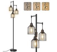 VASAGLE Lampada da Terra Piantana con 3 Lampadine Luminosità Regolabile Paralume