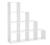 VASAGLE Libreria a 10 Cubi, Scaffale con Scomparti Aperti, Organizzatore per Decorazioni, Cernici per Foto, Piante, Soggiorno Camera da Letto Studio, 29 x 129,5 x 129,5 cm, Bianco Nuvola LBC10WTV1