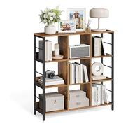 VASAGLE Libreria a 3 Ripiani, Libreria Scaffale a 9 Scomparti, per Soggiorno, Studio, Cucina, Camera da Letto, 30 x 100 x 103,1 cm, Marrone Vintage e Nero LLS112B01