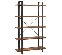VASAGLE Libreria a 5 Ripiani, Scaffale in Stile Industriale, Portaoggetti Stabile, Facile da Montare, per Soggiorno, Camera da Letto, Ufficio, Marrone Vintage e Nero LLS55BX