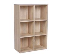 VASAGLE Libreria a 6 Cubi, Scaffale Espositore per Decorazioni, Souvenir, Piante, per Studio, Ufficio, Soggiorno, 30 x 65,5 x 97,5 cm, Naturale LBC203H