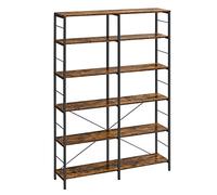 VASAGLE Libreria a 6 livelli, Scaffale Portaoggetti, 30 x 120 x 172,5 cm, Stile Industriale, per Soggiorno, Studio, Balcone, Cucina, Marrone Vintage e Nero LLS114B01