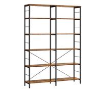 VASAGLE Libreria a 6 livelli, scaffale portaoggetti, divisorio per ambienti, 30 x 120 x 172,5 cm, stile industriale, per soggiorno, studio, balcone, cucina, marrone rustico e nero