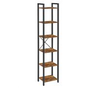 VASAGLE Libreria a 6 Ripiani, Biblioteca, Scaffale per Ufficio, Studio, Soggiorno, Camera da Letto, 30 x 40 x 187,5 cm, Stile Industriale, Marrone Rustico e Nero/Grigio e Nero/Nero Ebano e