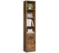 VASAGLE Libreria a 6 Ripiani, con Anta, 31,8 x 24 x 175 cm | Scaffale Verticale, per Soggiorno Studio Ufficio Sala da Pranzo, Marrone Vintage, Collezione SIREN LBC401K01