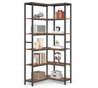 VASAGLE Libreria a 6 Ripiani, Scaffale Angolare, 24 x 102 x 175,2 cm, Libreria Angolare, Stile Moderno, per Soggiorno, Camera da Letto, Ufficio, Marrone Vintage e Nero Inchiostro LLS606K01