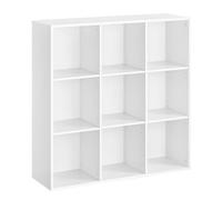 VASAGLE Libreria a 9 Cubi, Scaffale Espositore per Decorazioni, Souvenir, Piante, per Studio, Ufficio, Soggiorno, 30 x 97,7 x 97,5 cm, Bianco LBC177W01